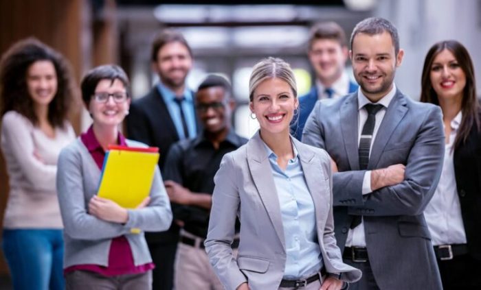 Expansion touching businessman